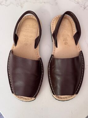 Chocolate Brown Avarca Spanish Leather Slingback Sandals size 40 EU or 9.5 US